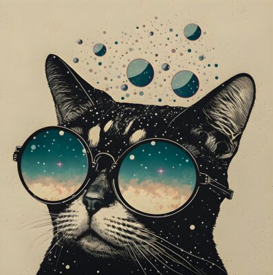 Poster Katze mit Galaxiebrille