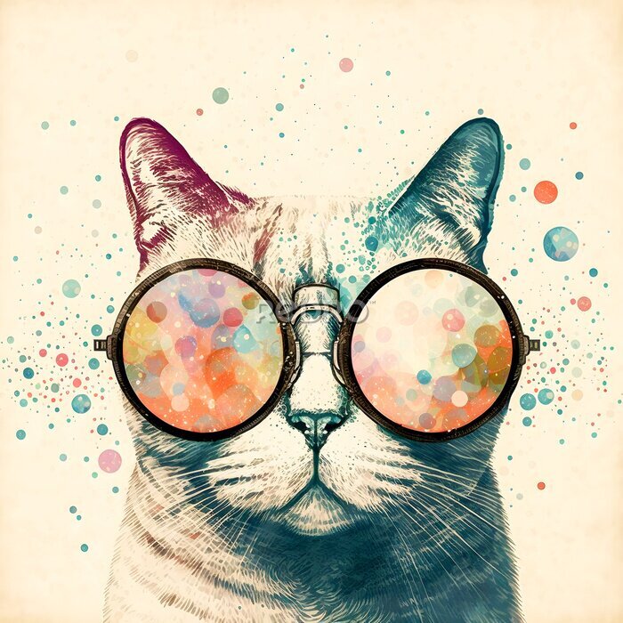 Poster Katze mit großer Brille