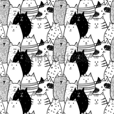 Poster Katzen Schwarz-weiße Grafik