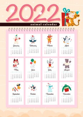 Poster Kinder-Kalender mit wilden Tieren