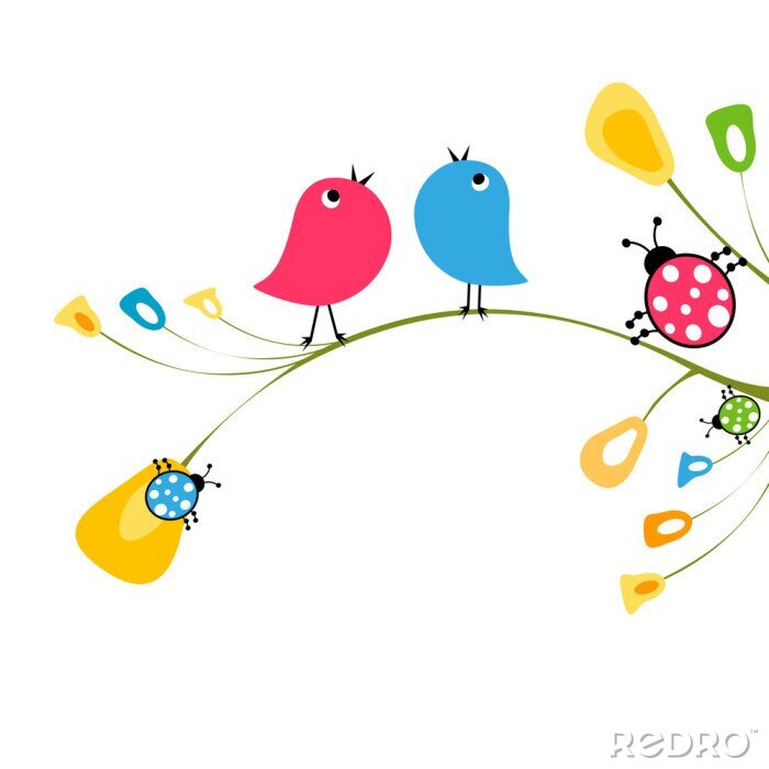 Poster Kindermuster mit Vögeln