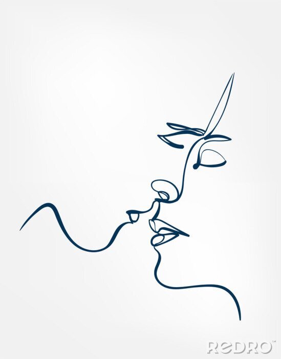 Poster kiss vector art line isolated doodle illustration
