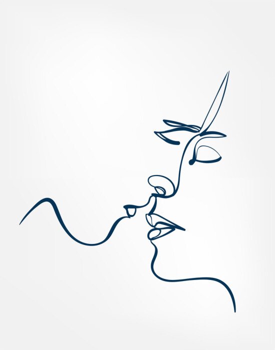 Poster kiss vector art line isolated doodle illustration
