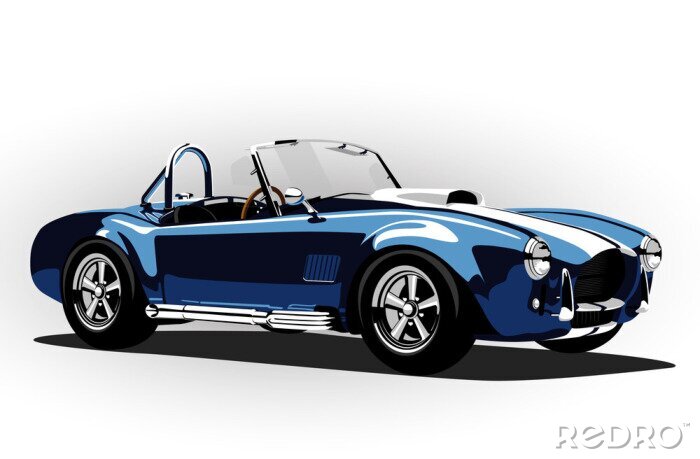 Poster Klassischer blauer Sportwagen Cobra