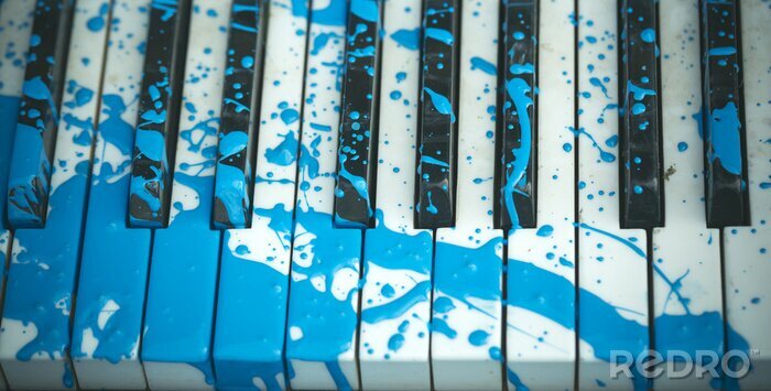 Poster Klaviertasten in blauer Farbe