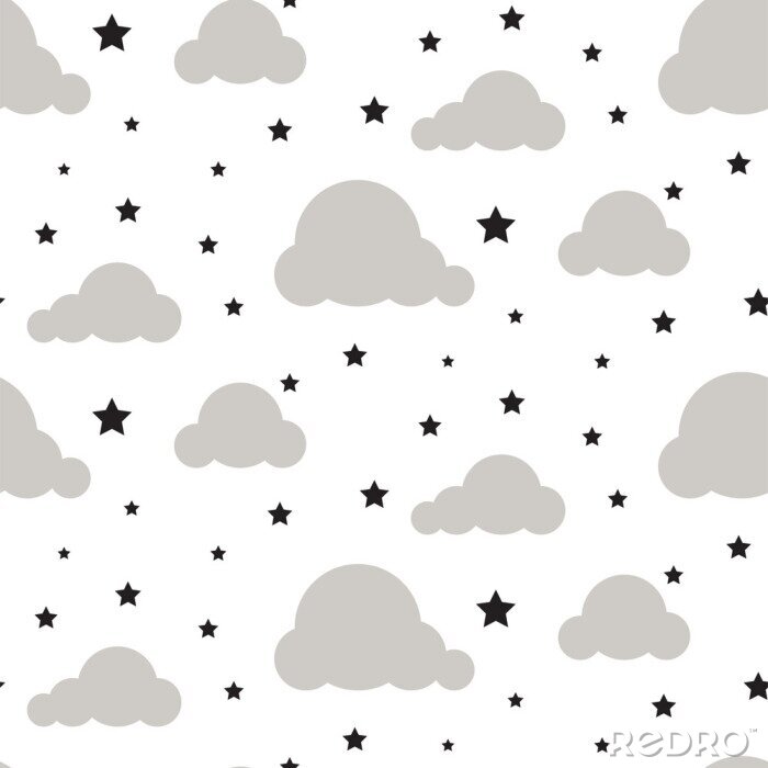 Poster Kleine graue Wolken und schwarze Sternchen