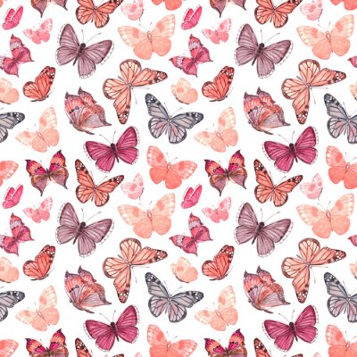 Tapete Kleine rosa Schmetterlinge