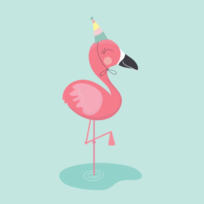 Poster Kleiner Flamingo mit Hut