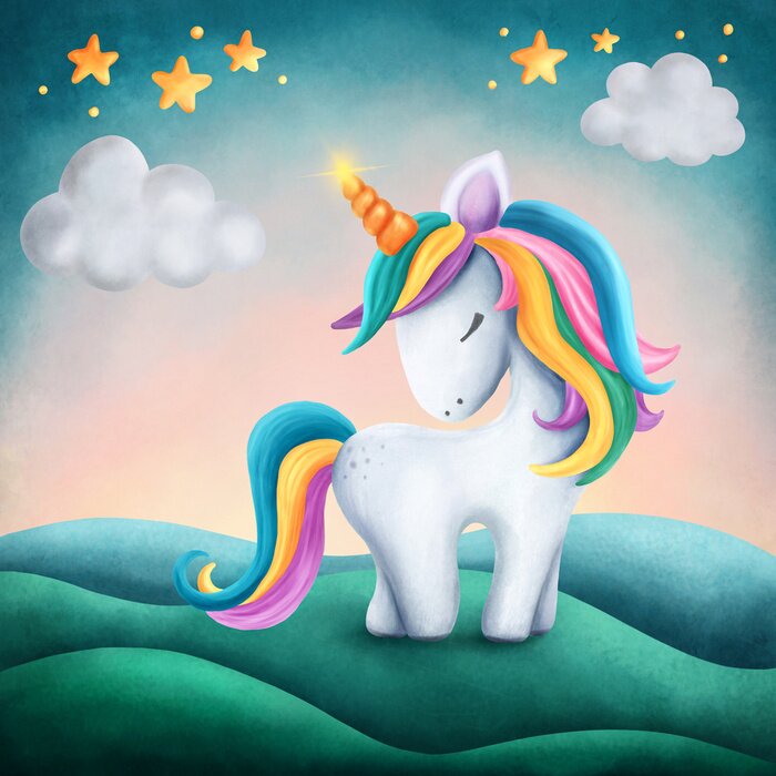 Poster Kleines Regenbogen-Einhorn