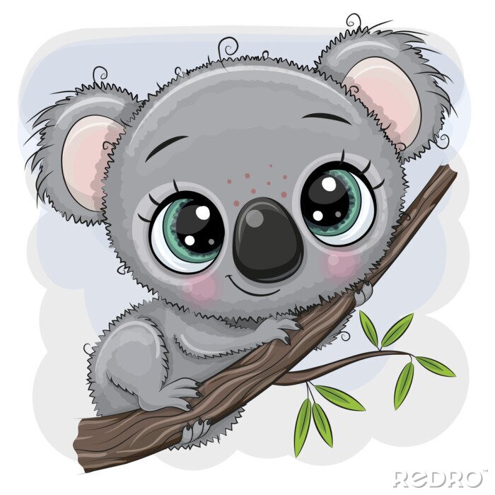 Poster Koala-Bär hält sich an einem Zweig fest