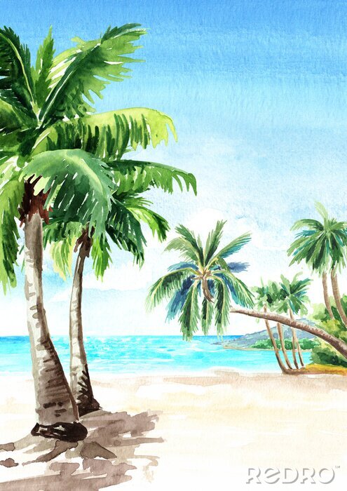 Poster Kokosnusspalmen Pastell-Illustration