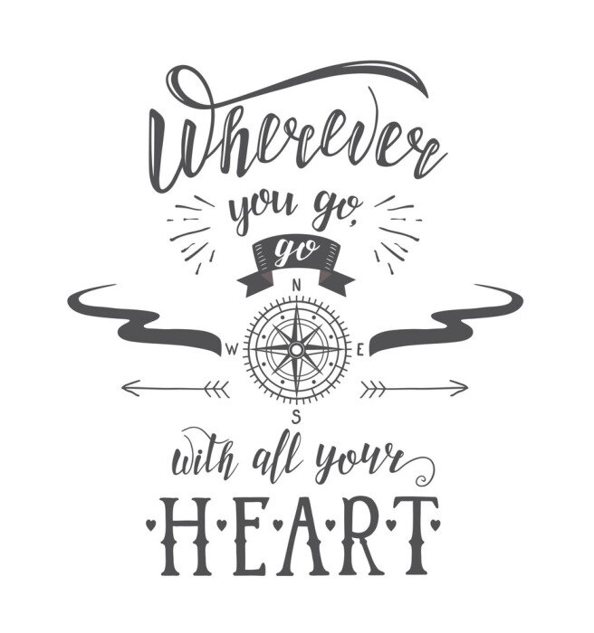 Poster Kompass und typografischer Satz