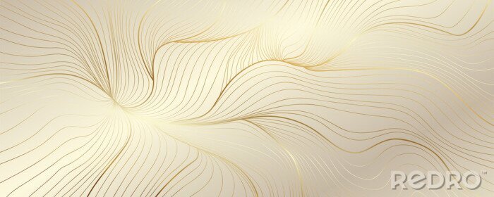 Poster Komposition aus goldenen Linien auf beigem Hintergrund