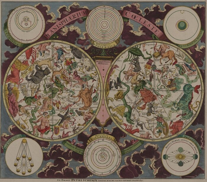 Poster Konstellationen auf einer Retro-Karte