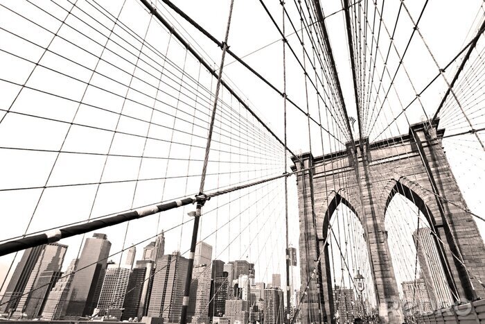 Poster Konstruktion von Brooklyn Bridge