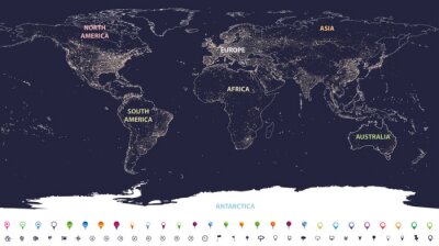 Kontinente auf einer realistischen Karte