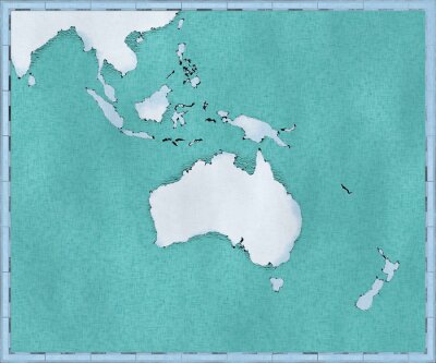 Poster Kontinente blau-grüne Karte von Australien