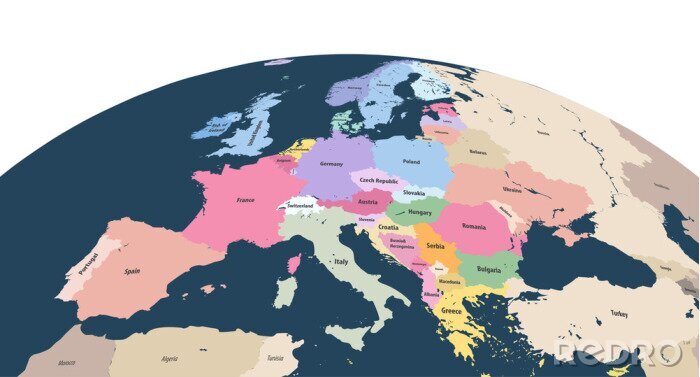 Poster Kontinente Europakarte auf einem Stück des Globus