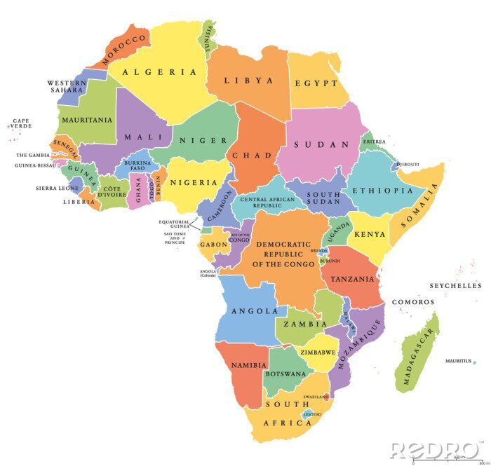 Poster Kontinente Grafiken mit Ländern Afrikas