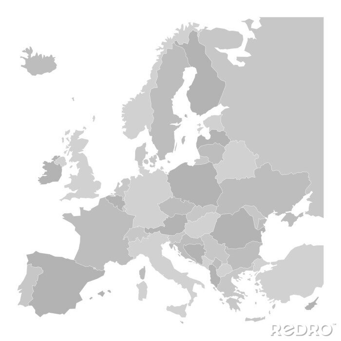 Poster Kontinente minimalistische Grafik mit den Ländern Europas