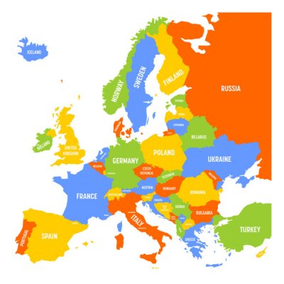 Poster Kontinente minimalistische politische Karte von Europa