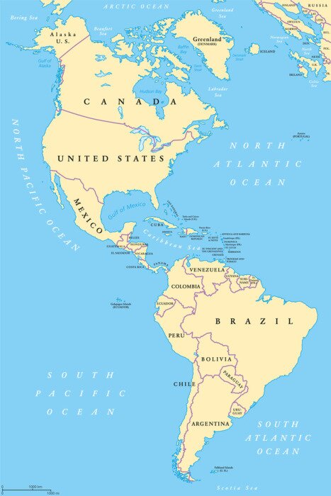 Poster Kontinente Nord- und Südamerika