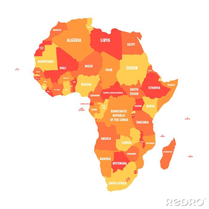 Poster Kontinente orangefarbene Grafiken mit afrikanischen Ländern