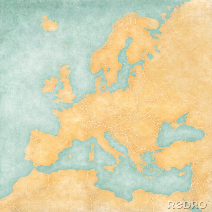 Poster Kontinente zweifarbige Karte von Europa