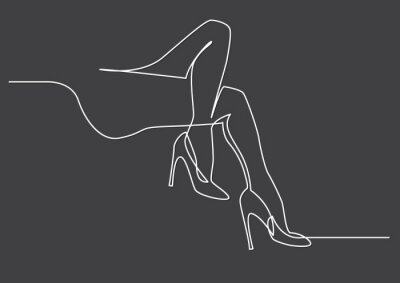 Sticker kontinuierliche Strichzeichnung von nackten Frauen Beine in High Heels