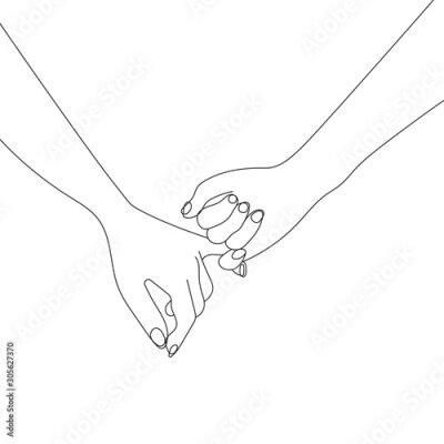 Poster Konturen von verschränkten Händen auf weißem Hintergrund