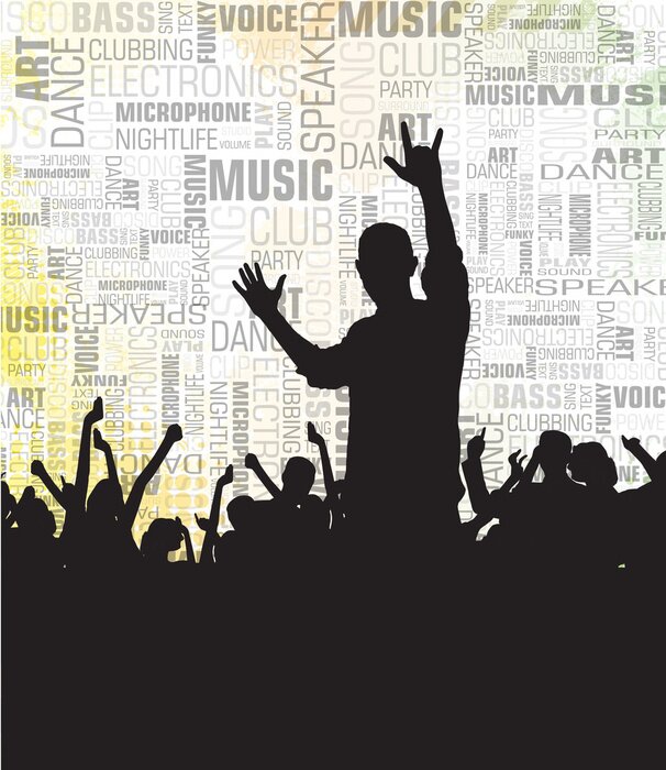 Poster Konzert auf typografischem Hintergrund