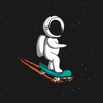 Kosmischer Astronaut fährt Skateboard