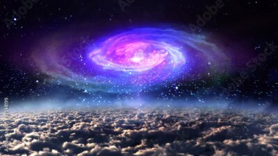 Poster Kosmischer Raum mit Nebel und Wolken