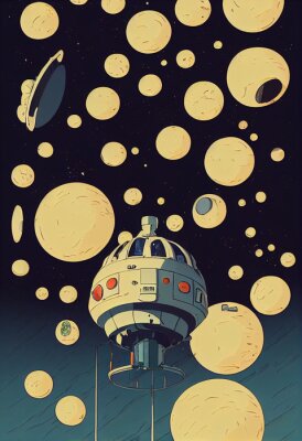 Poster Kosmischer Retrofuturismus