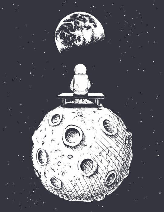 Poster Kosmonaut auf dem Mond