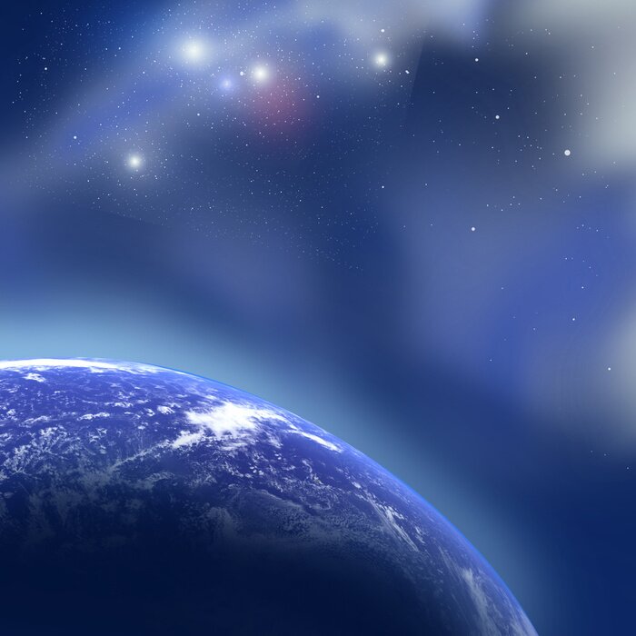 Poster Kosmos-Grafik mit einer Darstellung des Planeten Erde