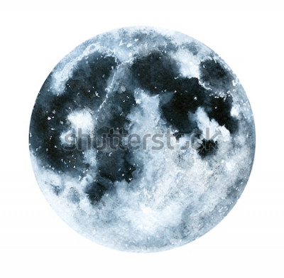 Poster Kosmos Mond in Aquarell