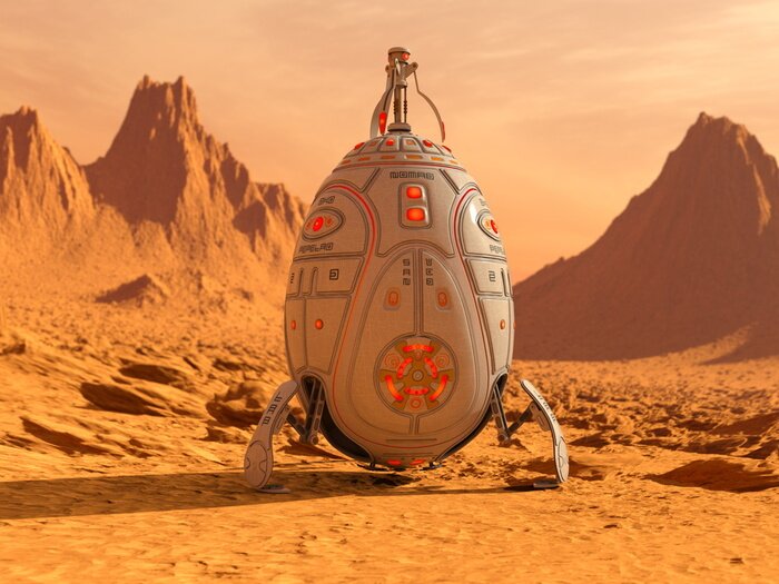 Poster Kosmos Planet und unbekanntes Flugobjekt