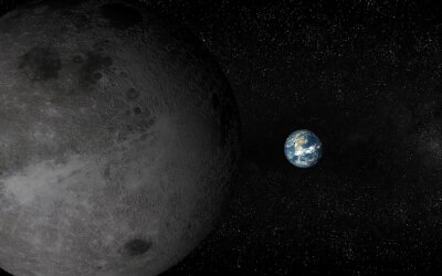 Poster Kosmos und Erde kleiner als der Mond