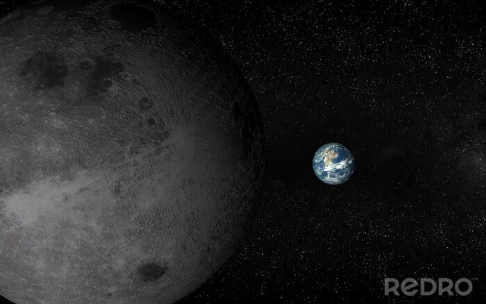 Poster Kosmos und Erde kleiner als der Mond