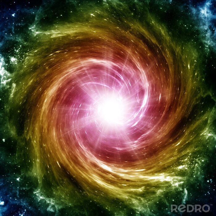 Poster Kosmos und Regenbogen-Spiralgalaxie