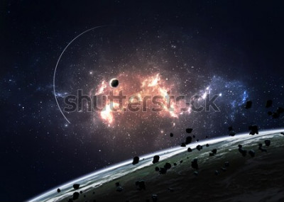 Poster Kosmos voll von Galaxien und Asteroiden