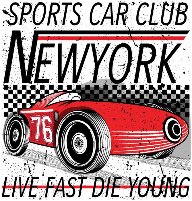 Poster Kraftfahrzeuge und Rennsport-Slogan