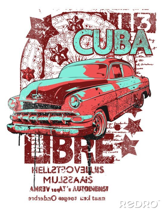 Poster Kubanisches Zeichenauto