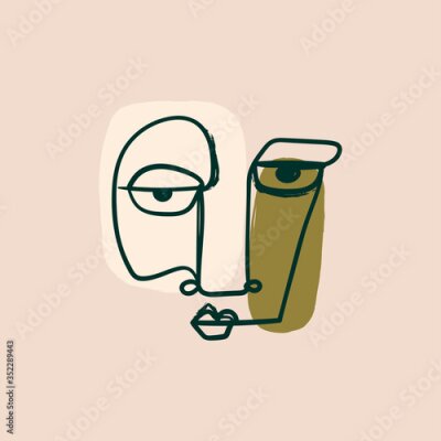 Poster Kubistisches minimalistisches Porträt