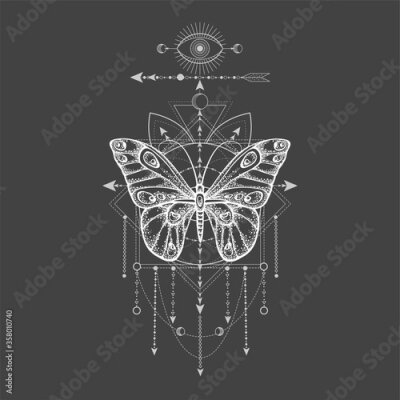Poster Künstlerische Illustration mit einem Schmetterling