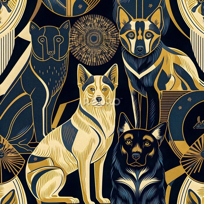 Poster Künstlerische Illustration mit Hunden