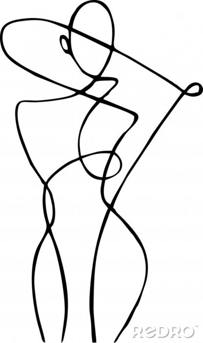 Poster Künstlerische Silhouette einer Frau in Line Art