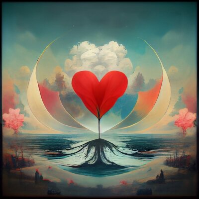 Poster Künstlerischer Baum der Liebe