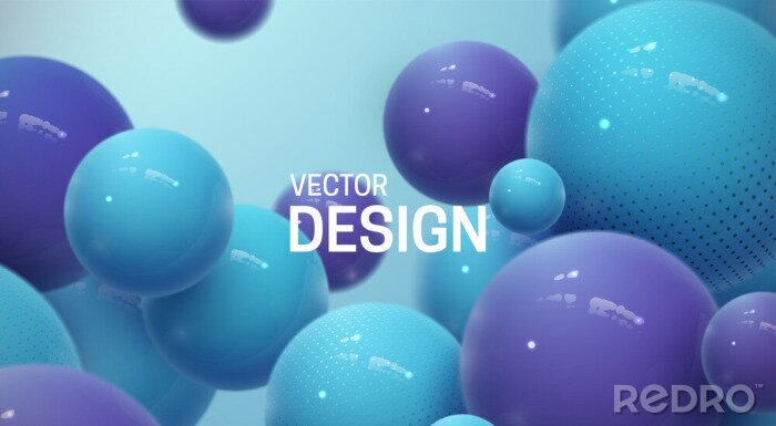 Poster Kugeln 3D in Blautönen